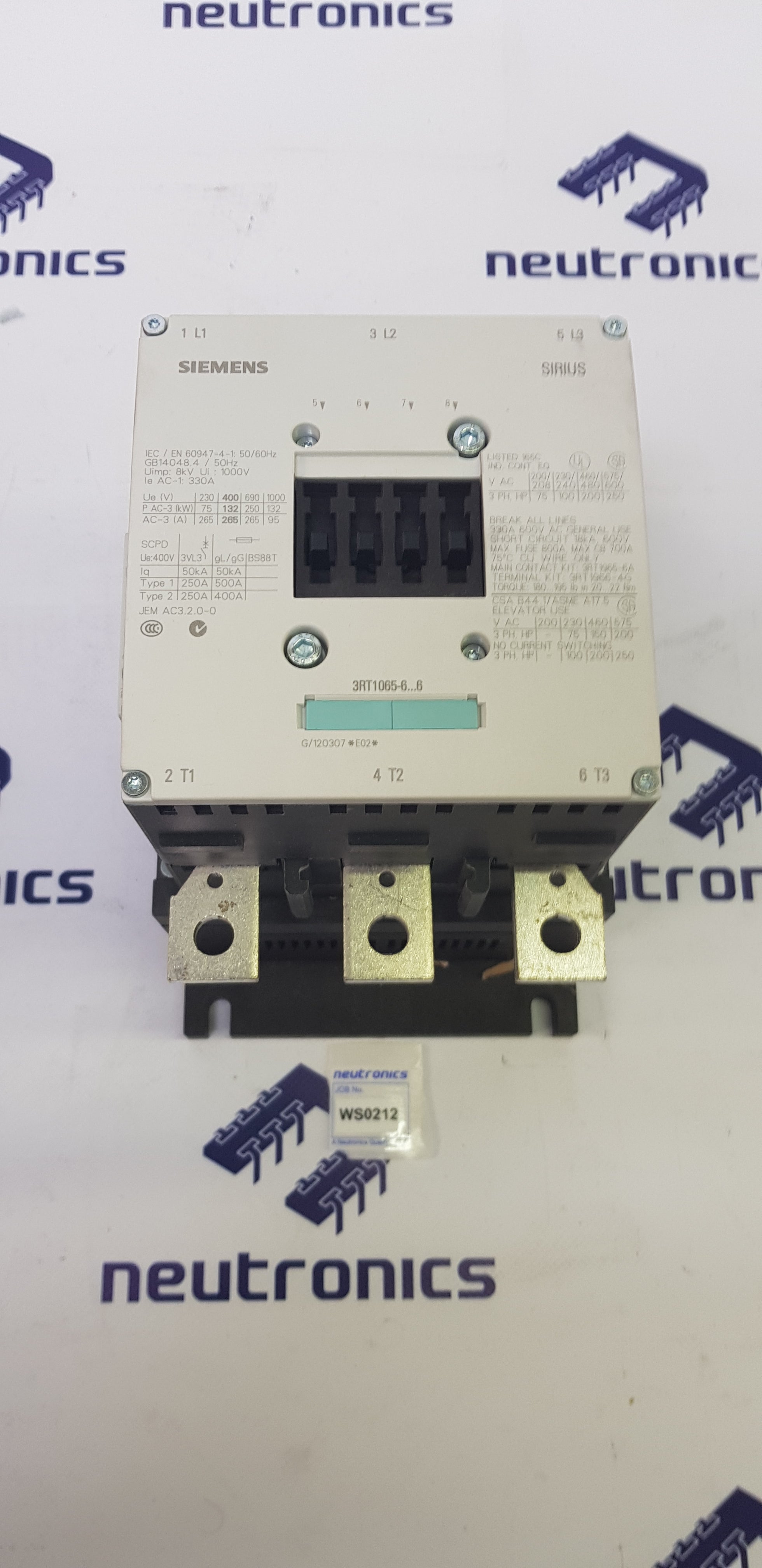 Siemens 3RT1065-6AF36 Contactor