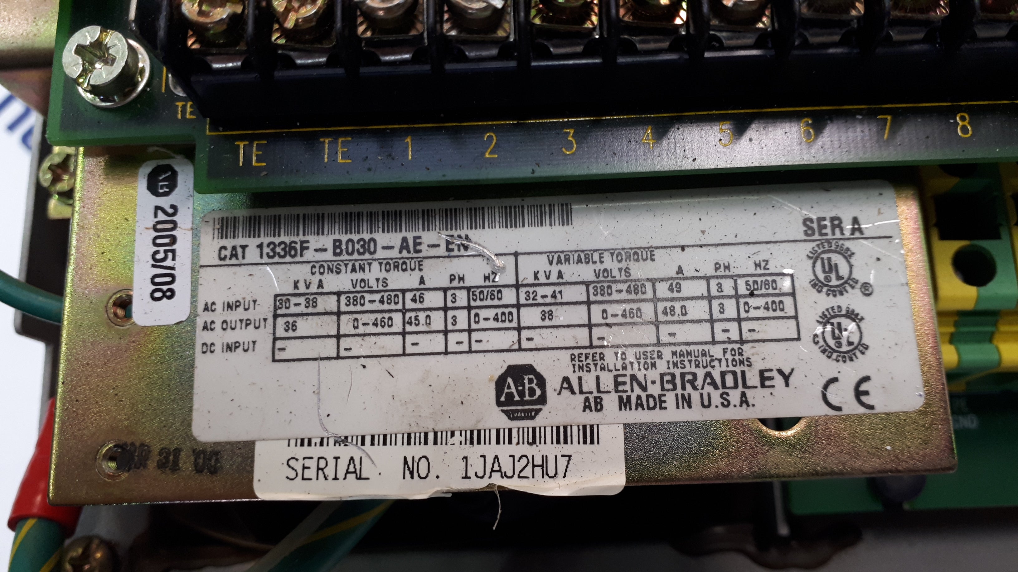 Allen-Bradley 1336F-B030-AE-EN 1336 Plus II 22kW 30HP 460VAC Drive