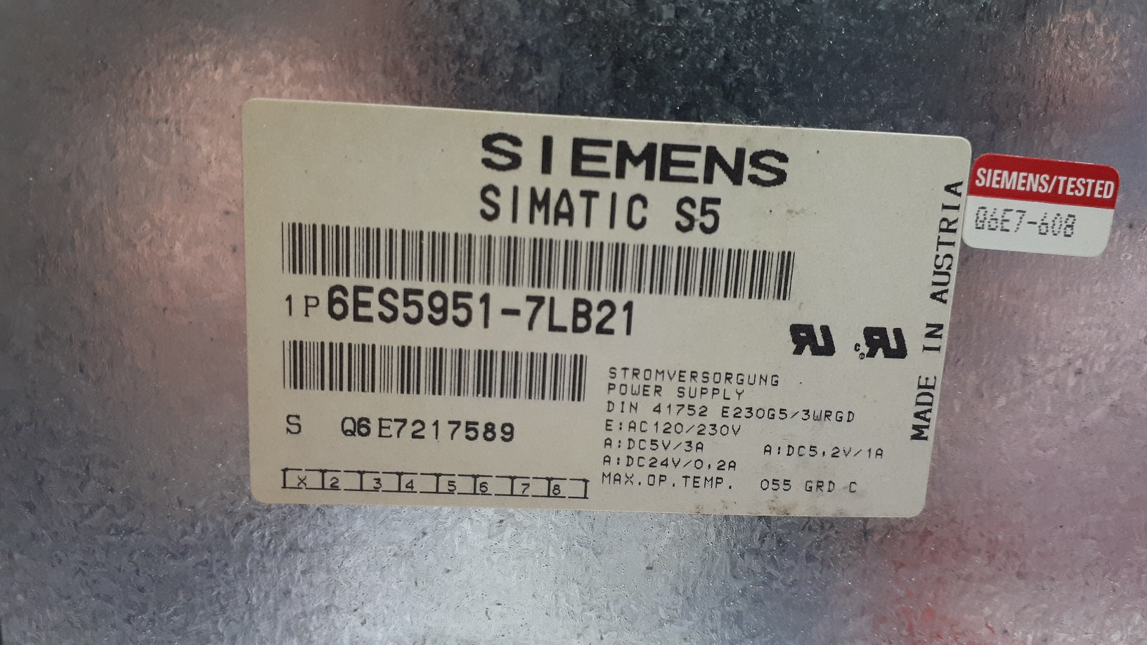 Siemens 6ES5 951-7LB21 Simatic S5 Power Supply Module
