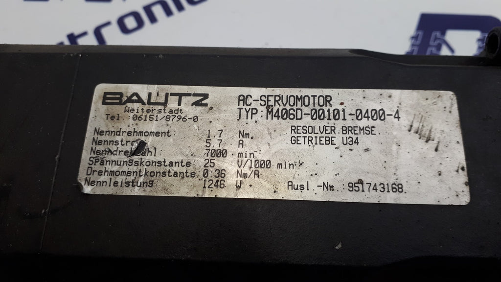 Bautz M406D-00101-0400-4 Motor AC Servo Motor