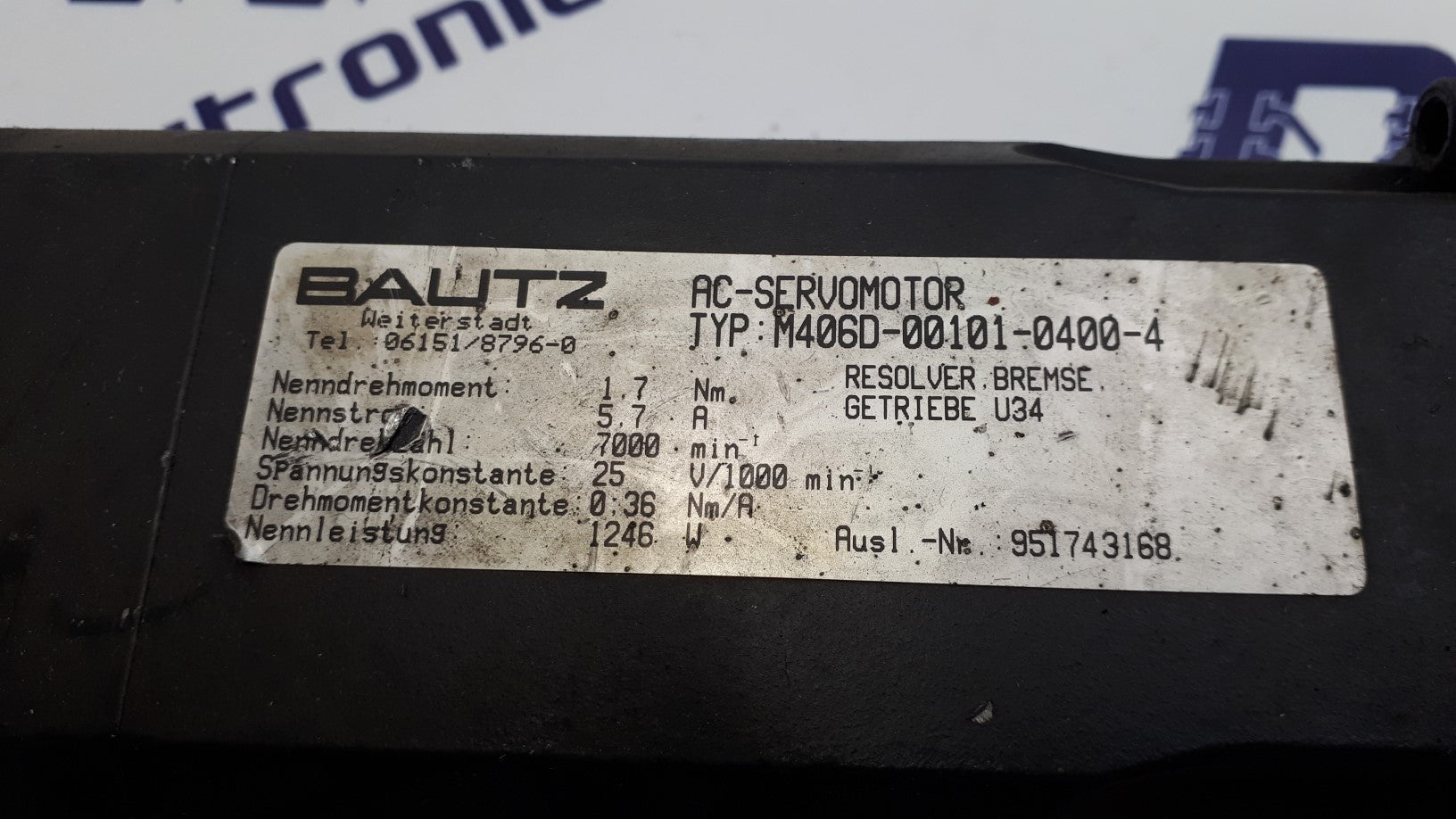 Bautz M406D-00101-0400-4 Motor AC Servo Motor