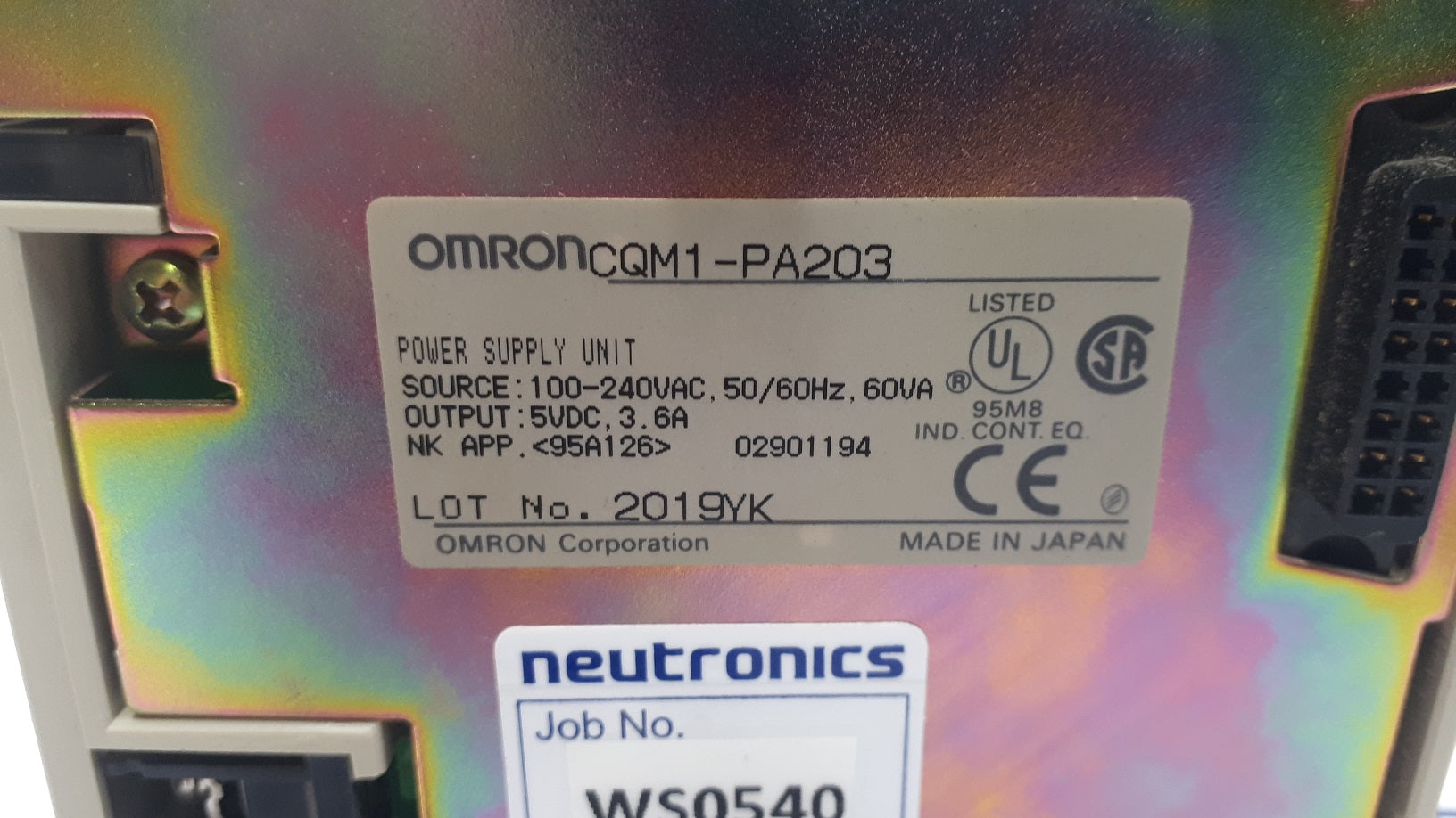 Omron CQM1-PA203 Power Supply Unit 100/240V AC