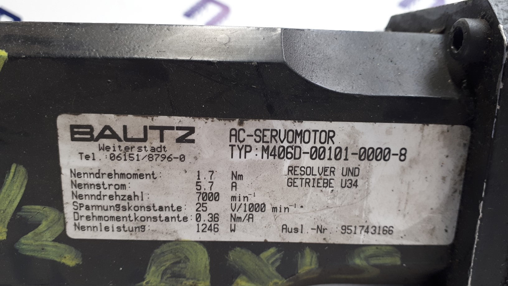 Bautz M406D-00101-0000-8 Motor AC Servo Motor