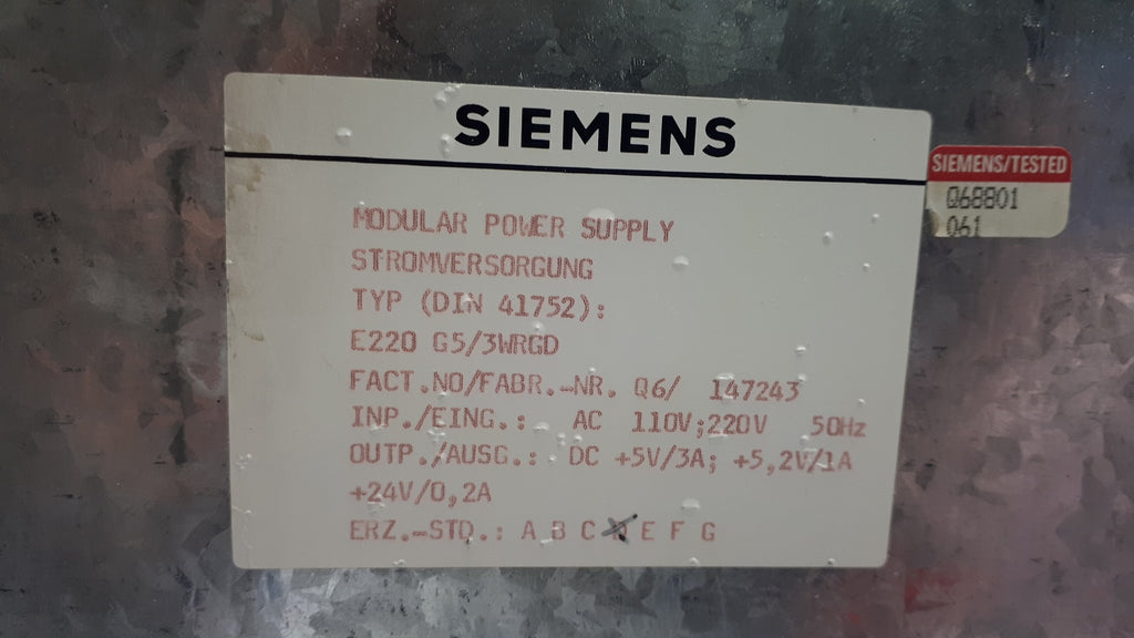 Siemens 6ES5 951-7LB14 Simatic S5 Power Supply Module