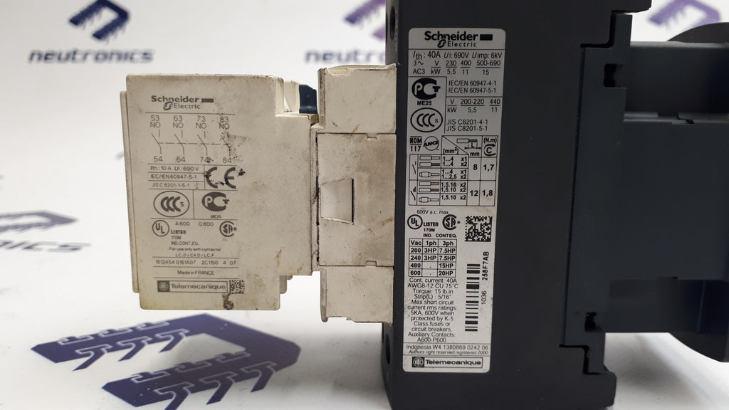 Schneider Electric LADN40 / LCI D258 Contactor and Auxilliary Block