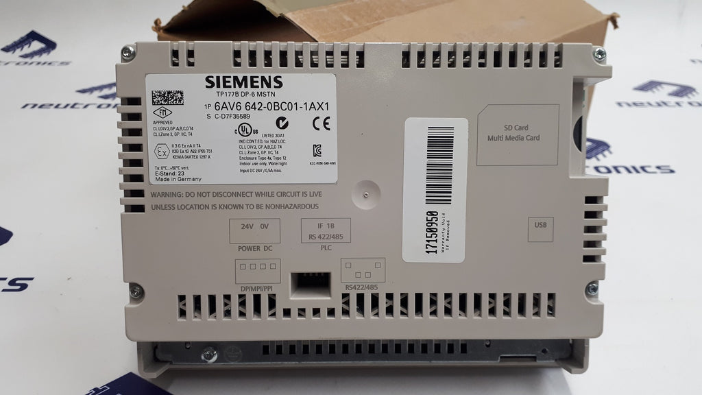 Siemens 6AV6642-0BC01-1AX1 Simatic TP177B 6" Touch Panel