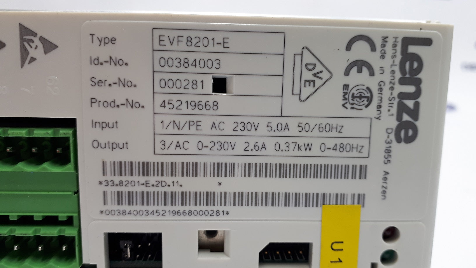 Lenze EVF8201-E Inverter Drive 0.37kW