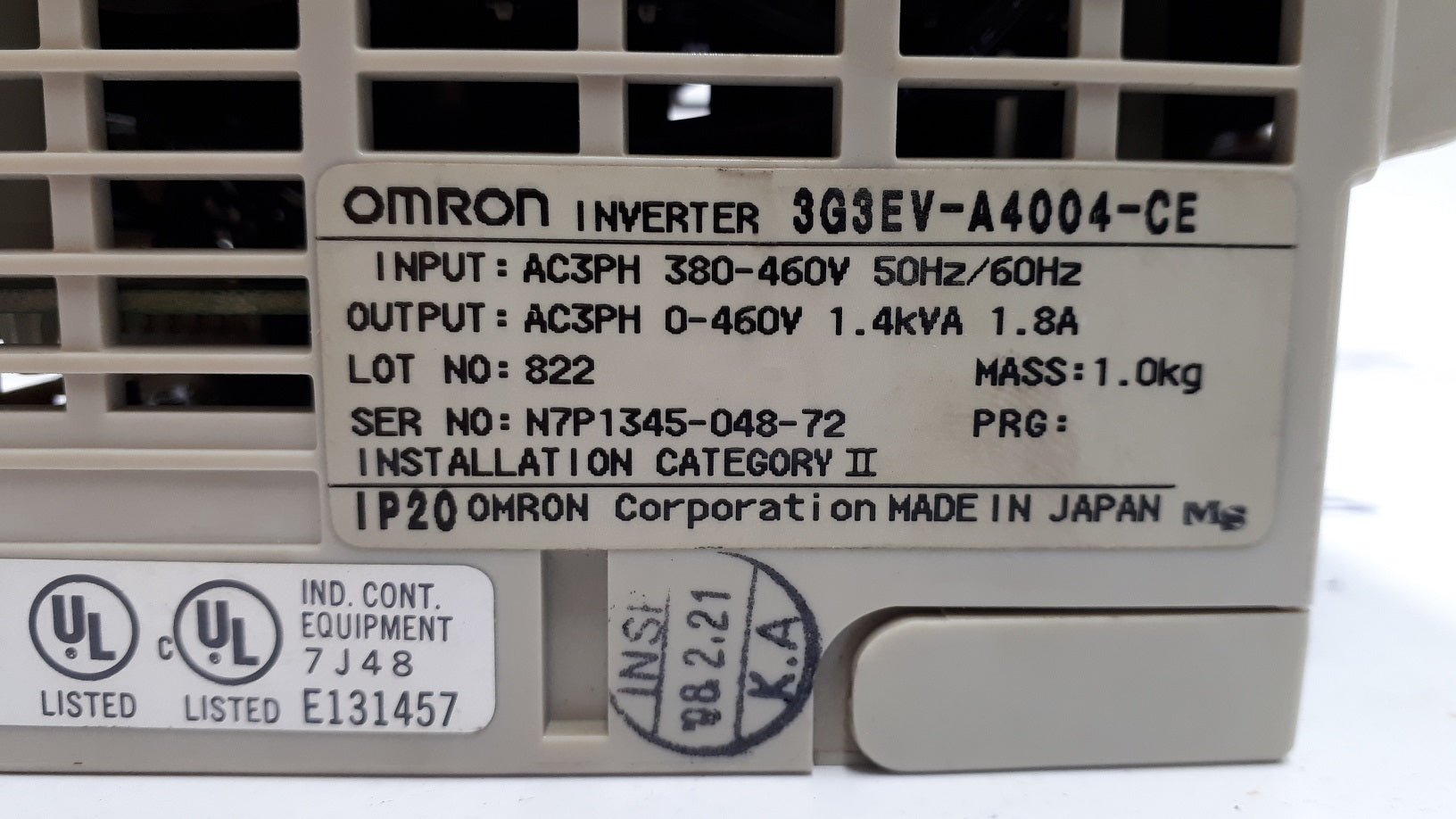 Omron 3G3EV-A4004-CE Inverter 0.55kW