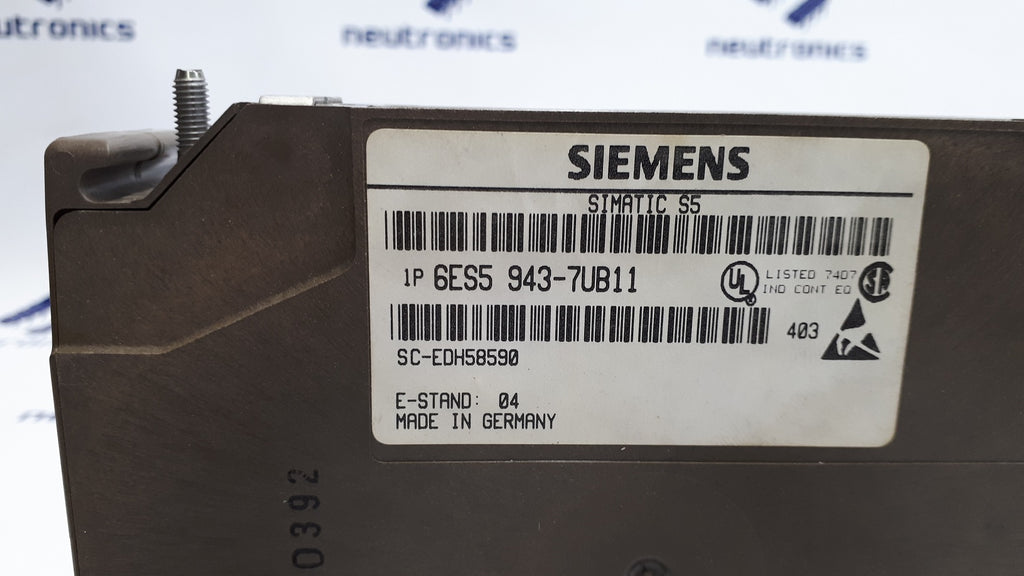 Siemens 6ES5 943-7UB11 Simatic S5 943 CPU