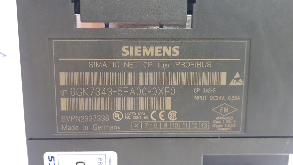 Siemens 6GK7343-5FA00-0XE0 Simatic Net CP343-5 Communications Processor Module