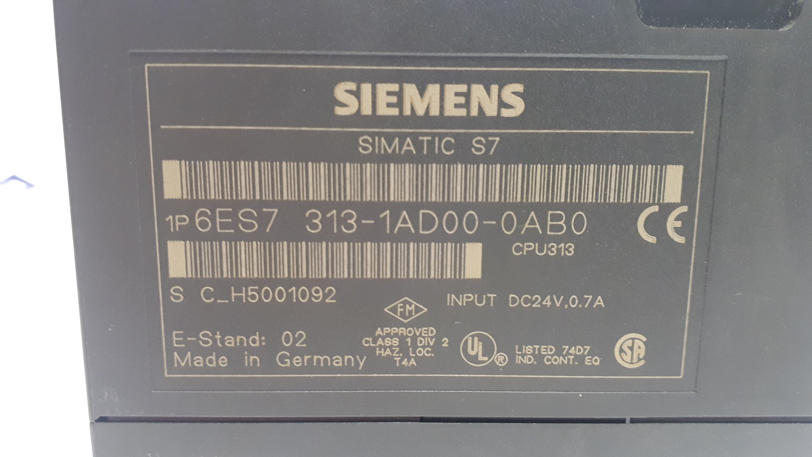 Siemens 6ES7 313-1AD00-0AB0 Simatic S7-300 CPU 313 Processor Module