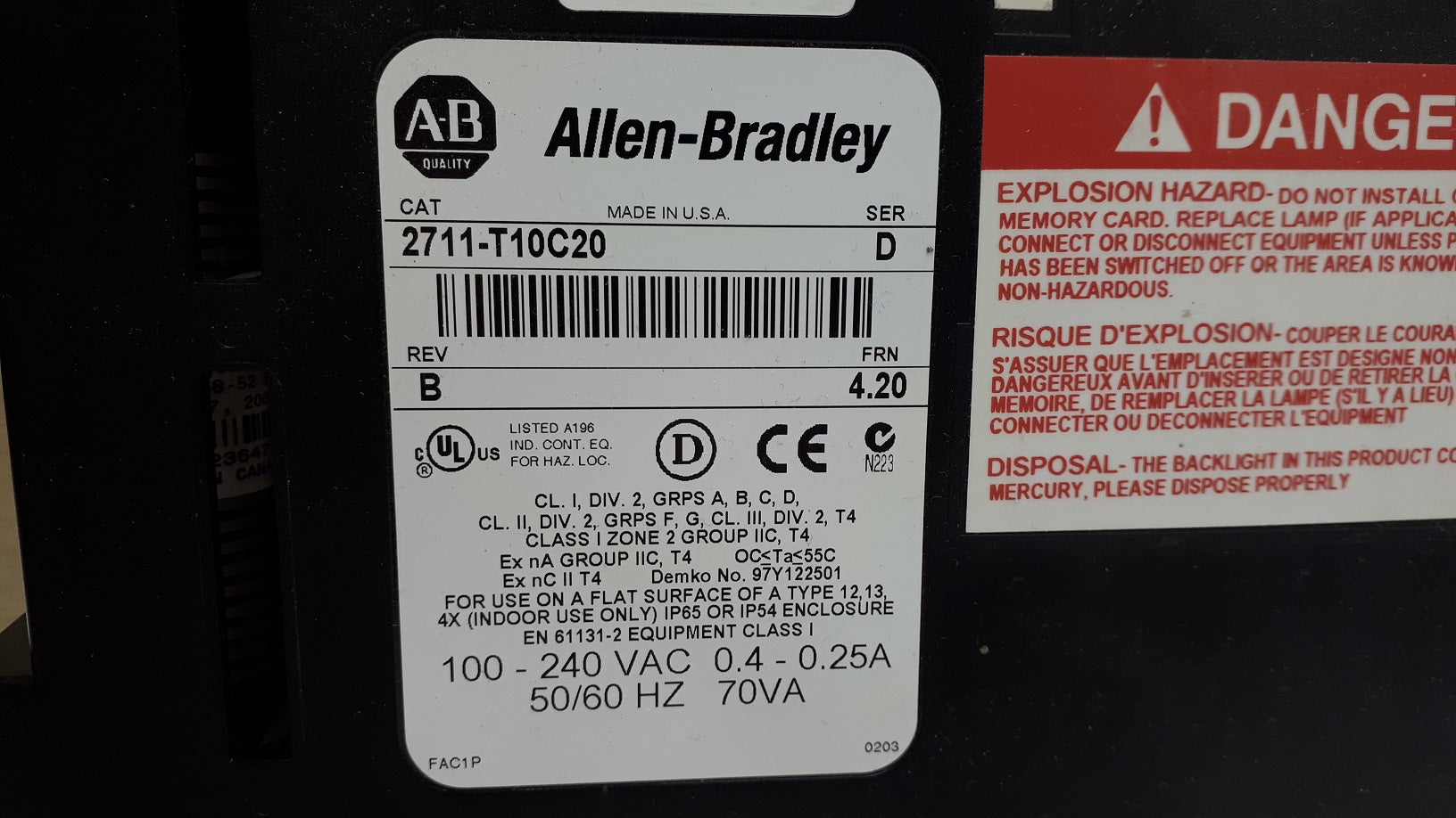 Allen-Bradley 2711-T10C20 PanelView 1000