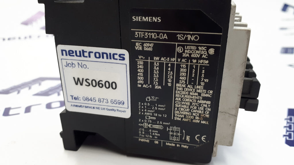 Siemens 3TF3110-0A Contactor