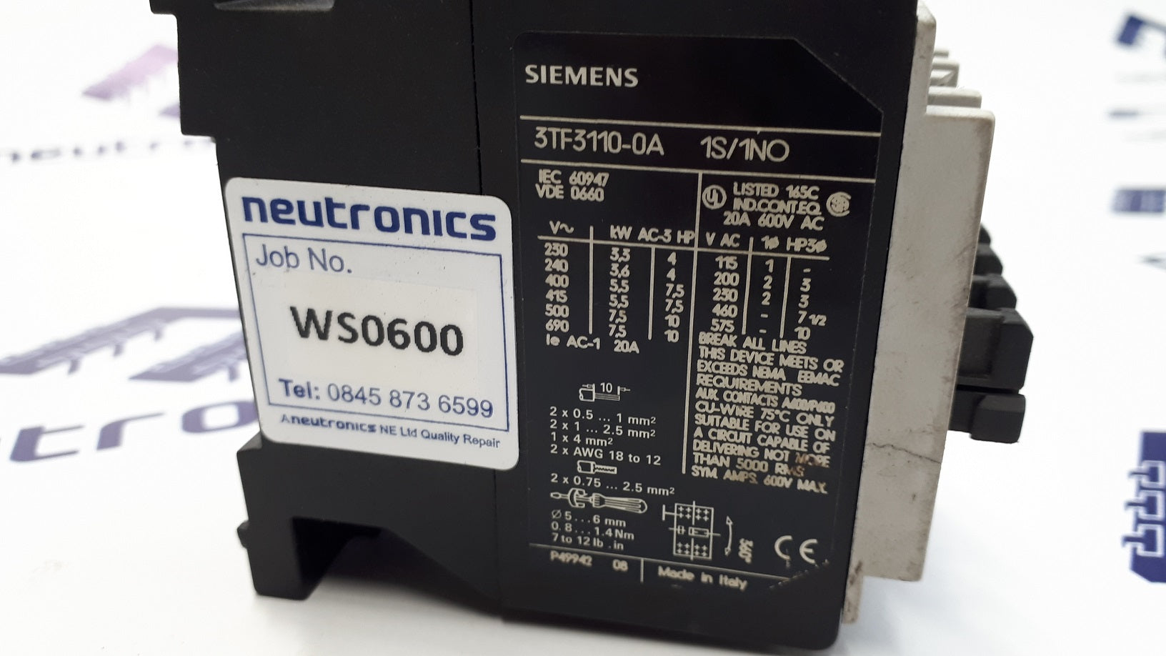 Siemens 3TF3110-0A Contactor