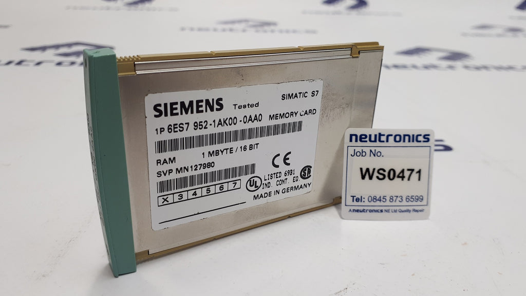 Siemens 6ES7 952-1AK00-0AA0 Simatic S7 RAM Memory Card